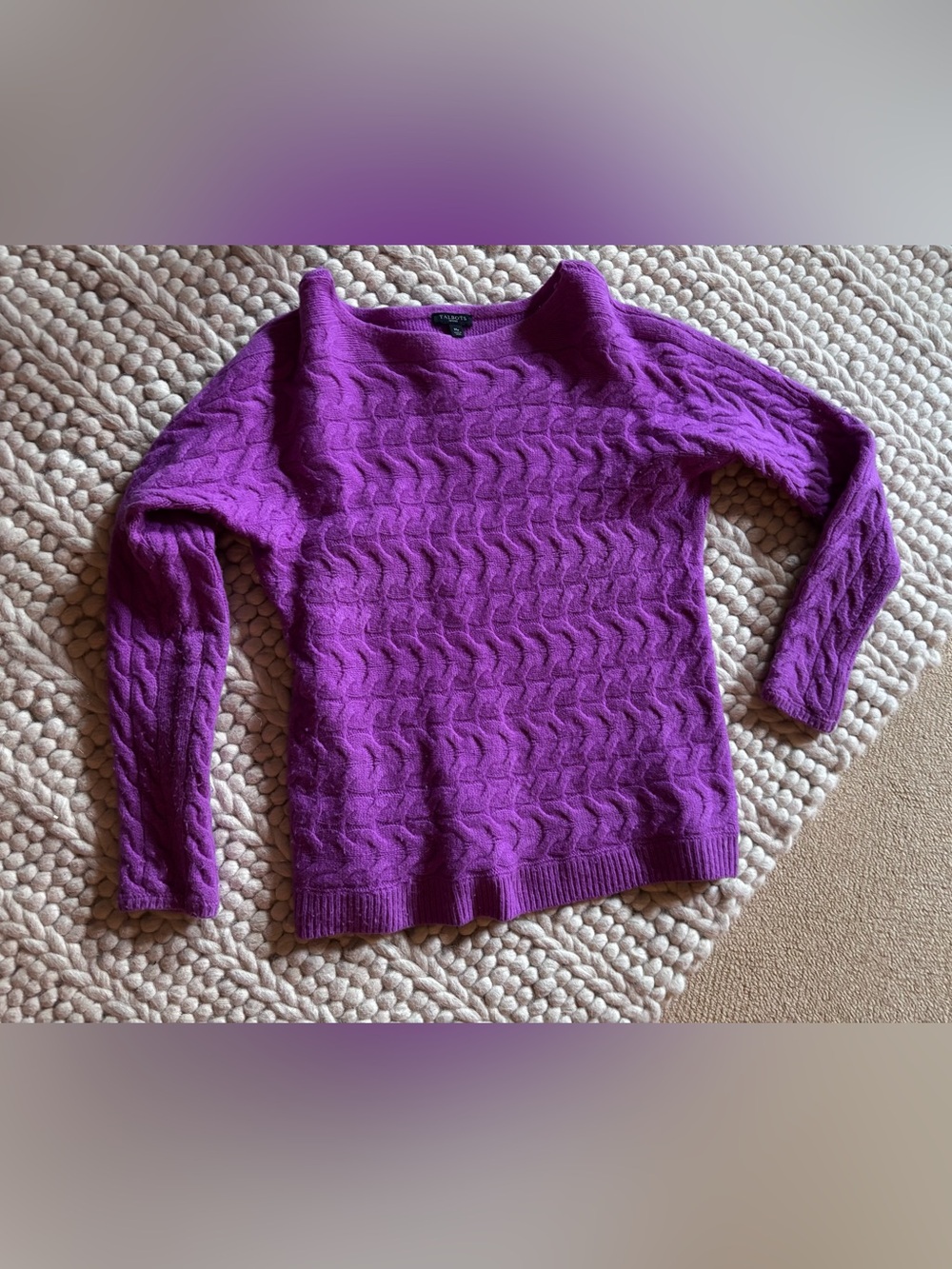 Talbots Cashmere blend woolCable Knit Sweater in fuscia/purple